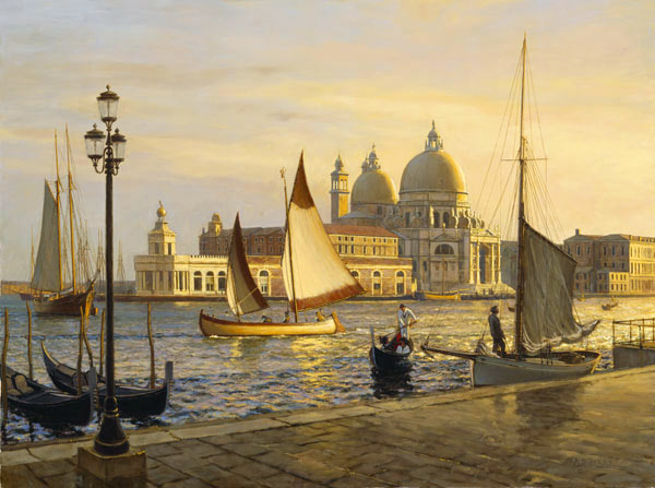 "Venice, circa 1900. Looking across the Grand Canal to the Santa Maria Della Salute."
